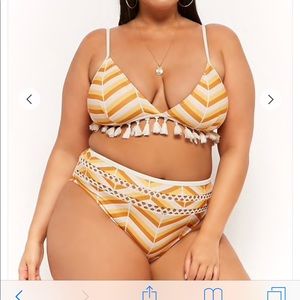Chevron Print Tassel Bikini